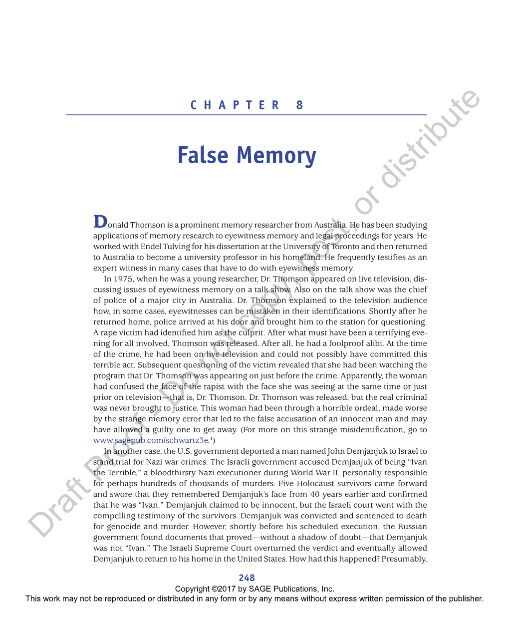 False Memory Distribute Or Donald Thomson Is a Prominent Memory Researcher from Australia