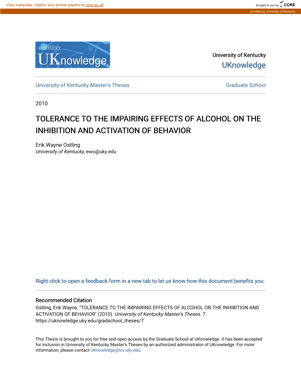 Tolerance to the Impairing Effects of Alcohol on the Inhibition and Activation of Behavior