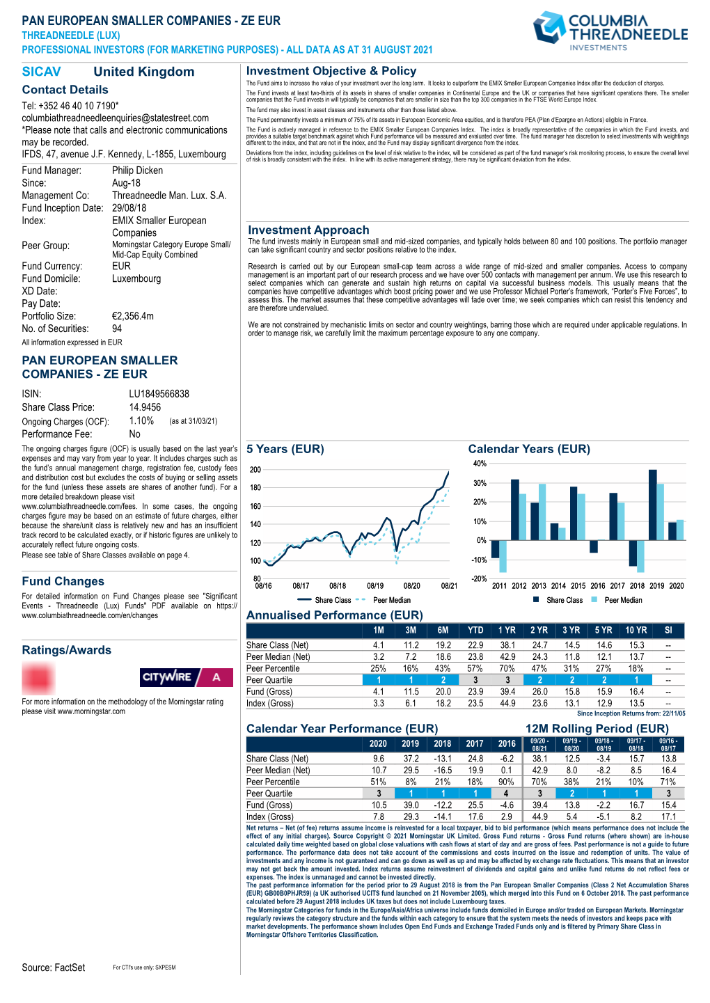 Professional Investor Fund Factsheet