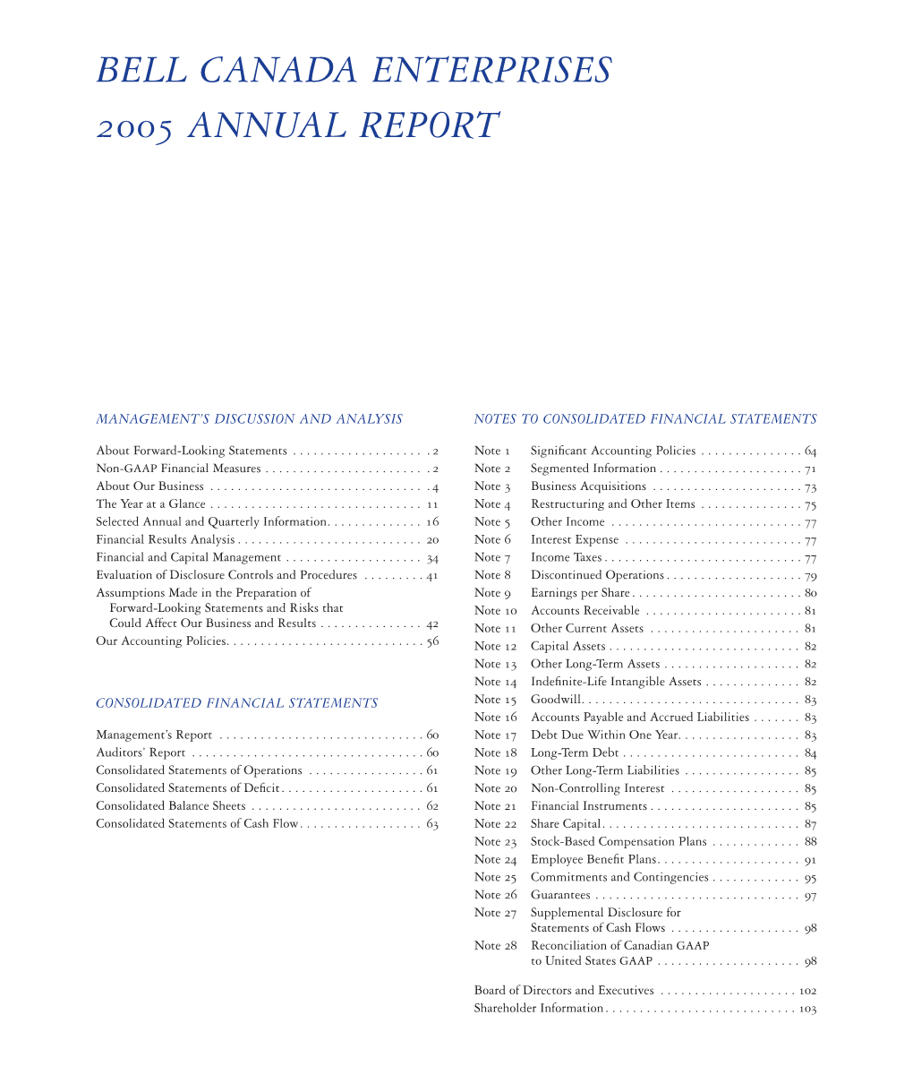 Bell Canada Enterprises 2005 Annual Report