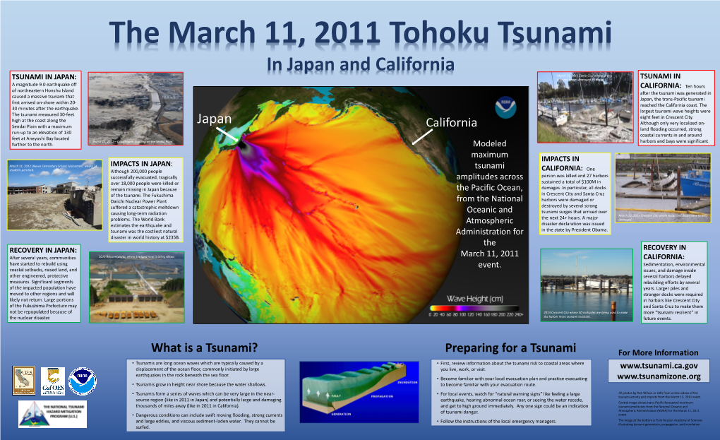 The March 11, 2011 Tohoku Tsunami in Japan and California March 11, 2011 Santa Cruz Where Strong TSUNAMI in JAPAN: Tsunami Surges Damaged All Docks