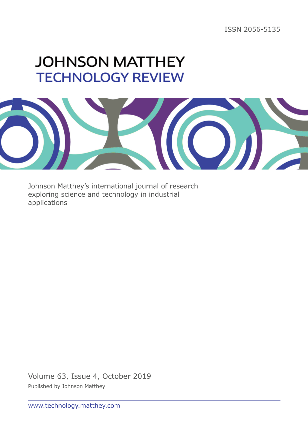 Volume 63, Issue 4, October 2019 Published by Johnson Matthey © Copyright 2019 Johnson Matthey