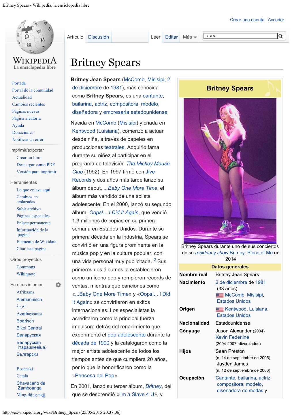 Britney Spears - Wikipedia, La Enciclopedia Libre