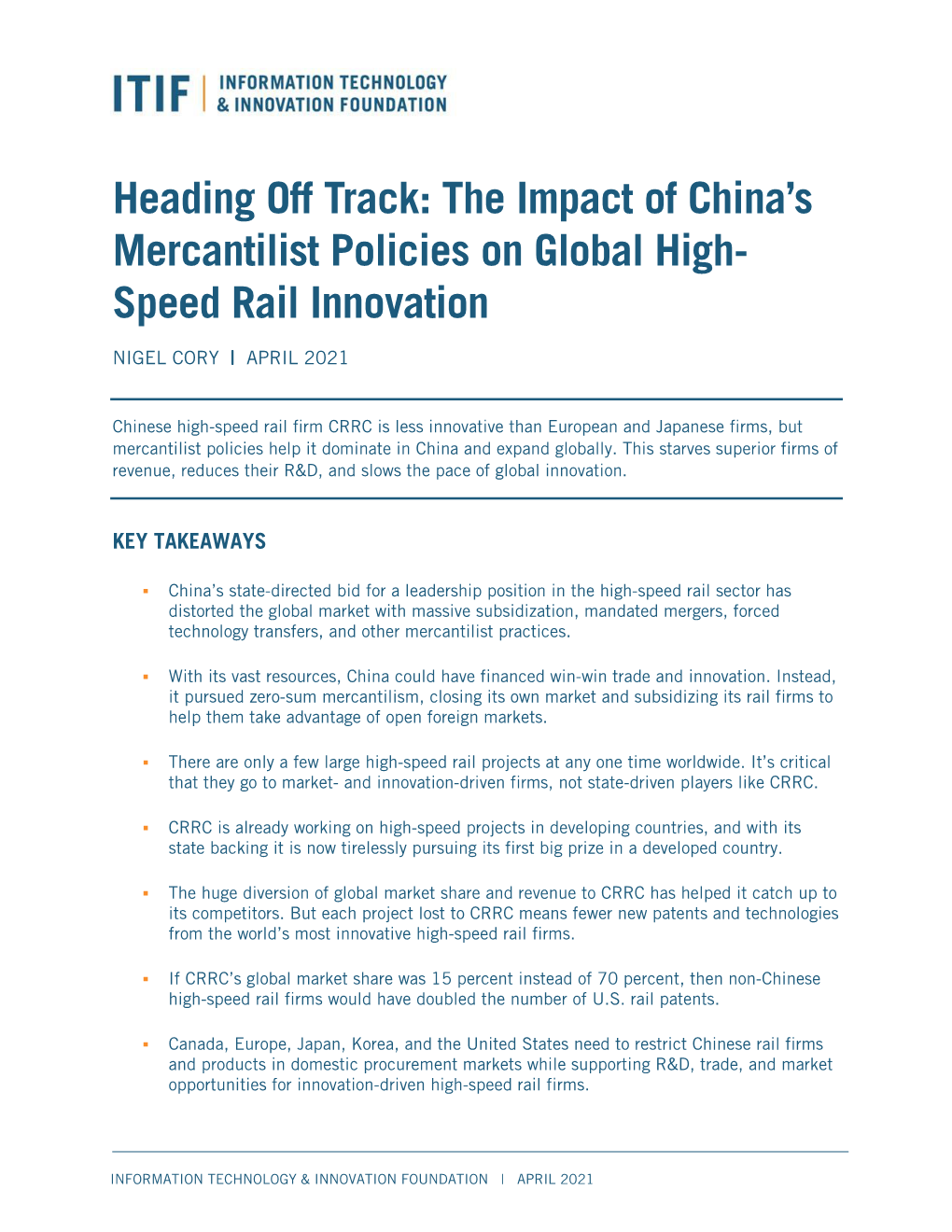 The Impact of China's Mercantilist Policies on Global High