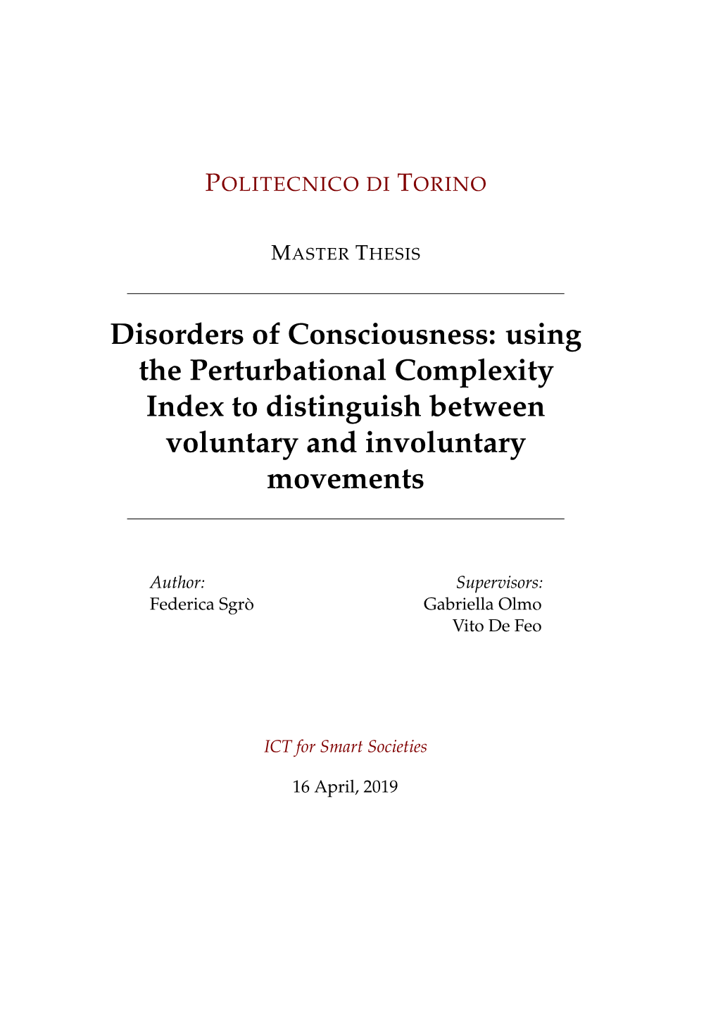 Disorders of Consciousness: Using the Perturbational Complexity Index to Distinguish Between Voluntary and Involuntary Movements