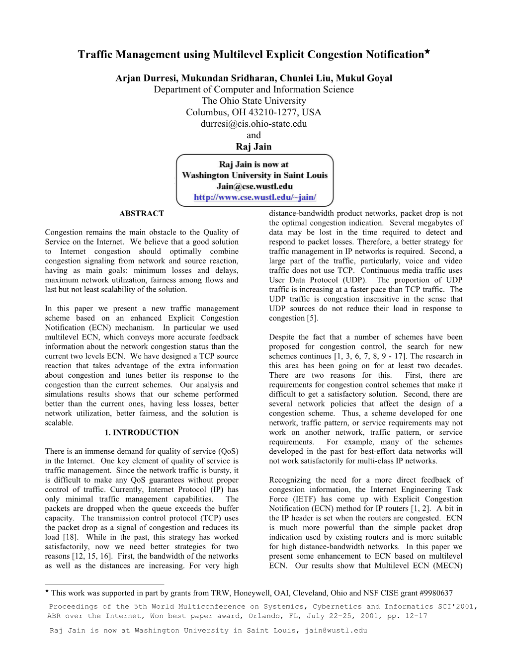 Traffic Management Using Multilevel Explicit Congestion Notification