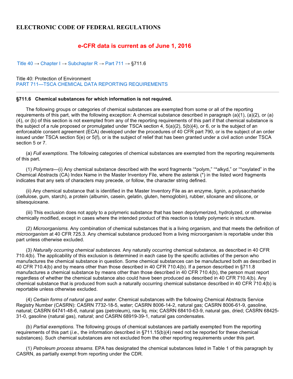 E-CFR Data Is Current As of June 1, 2016