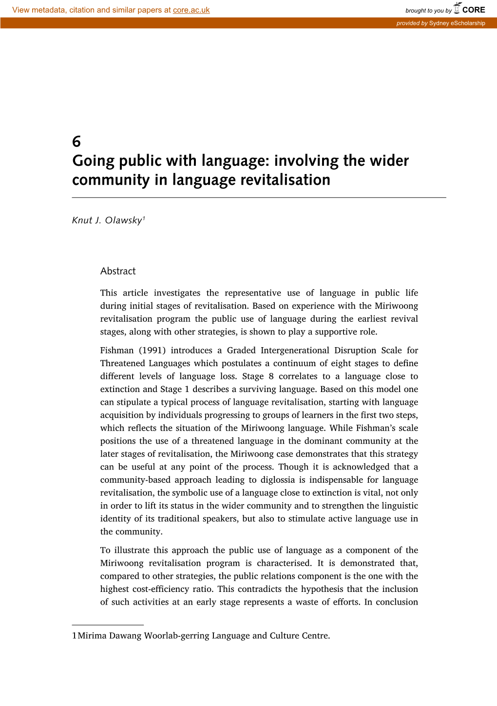 Involving the Wider Community in Language Revitalisation