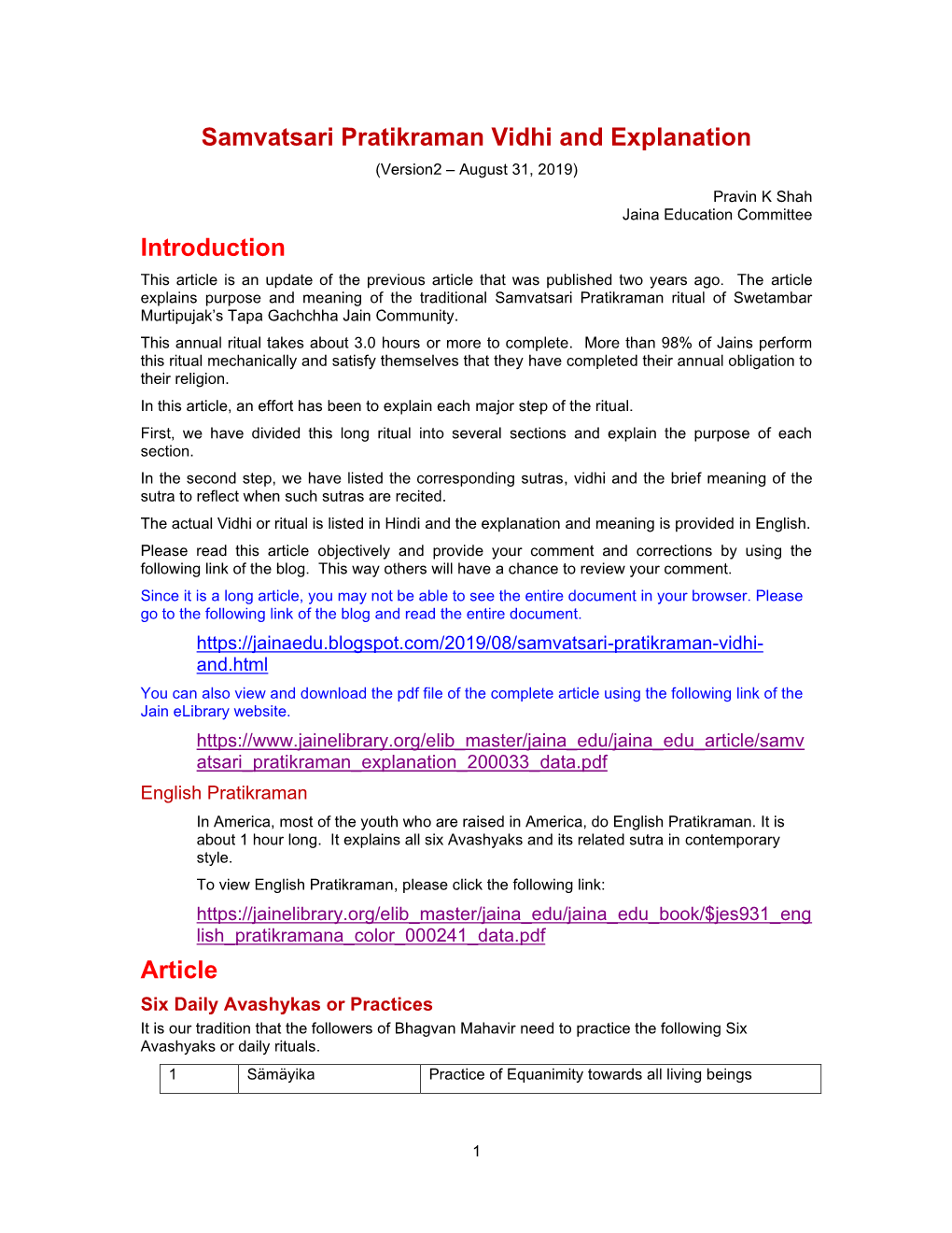 Samvatsari Pratikraman Vidhi and Explanation Introduction Article