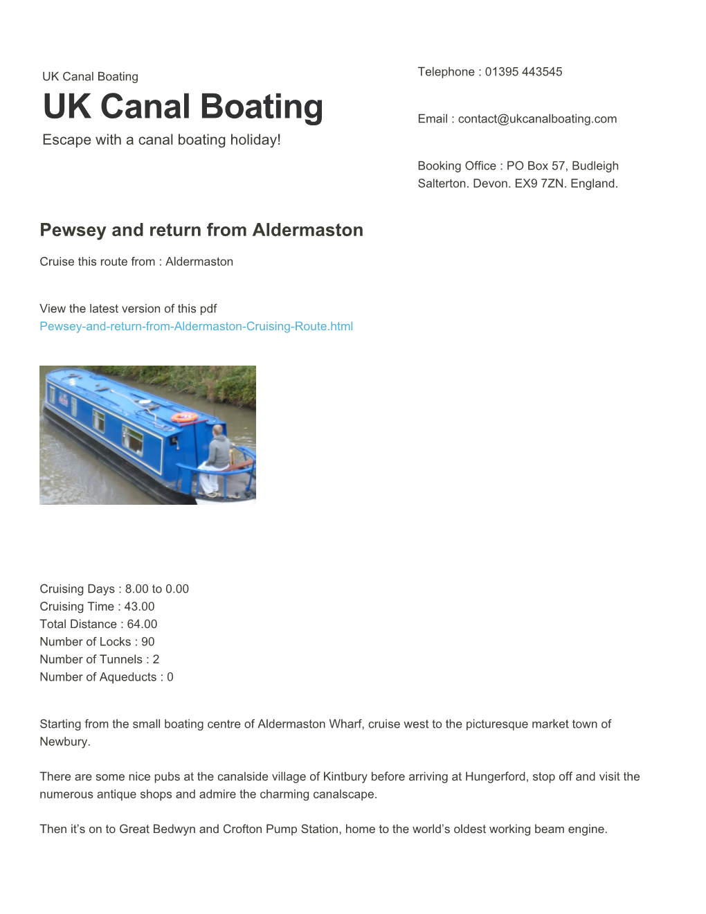 Pewsey and Return from Aldermaston | UK Canal Boating