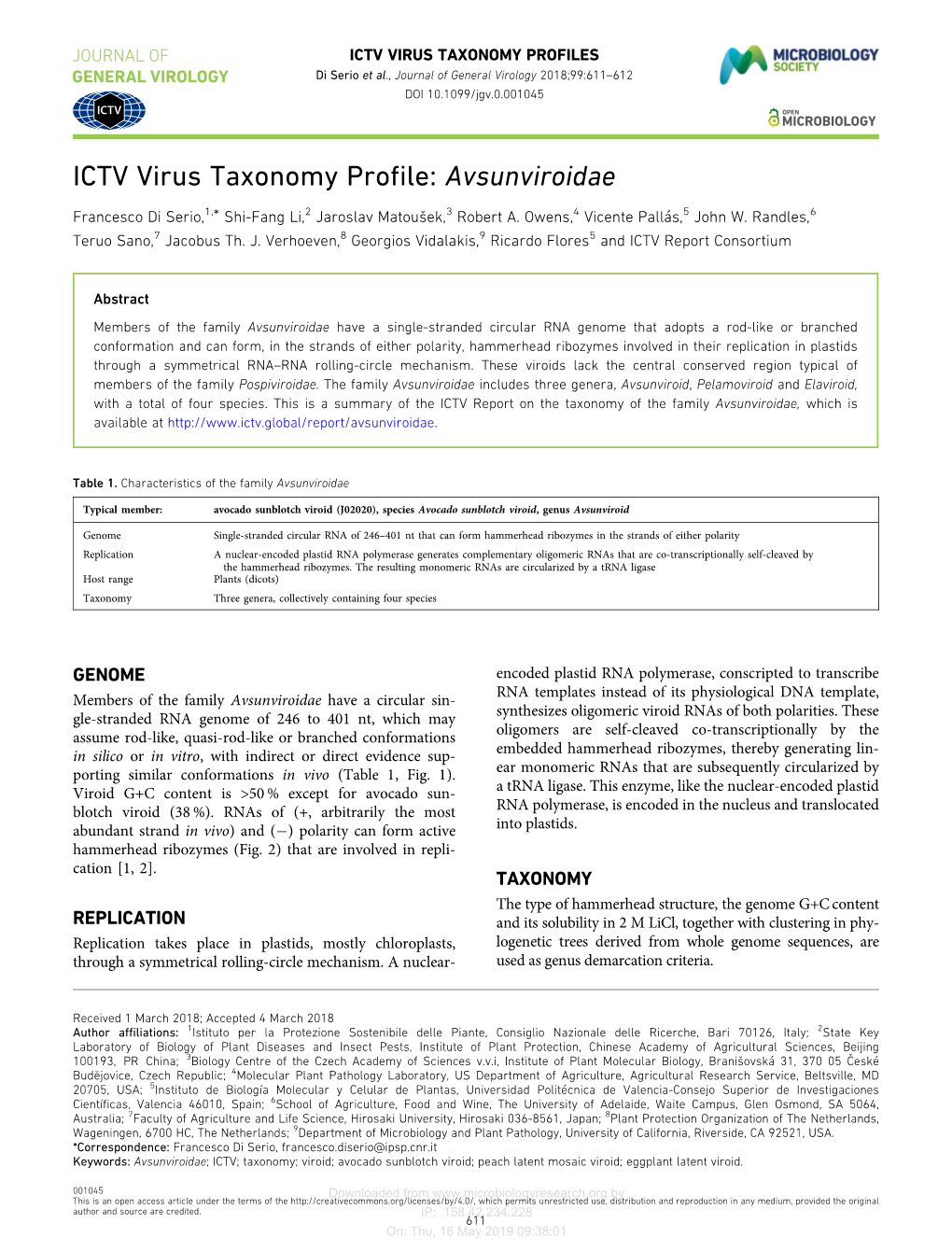 ICTV Virus Taxonomy Profile: Avsunviroidae