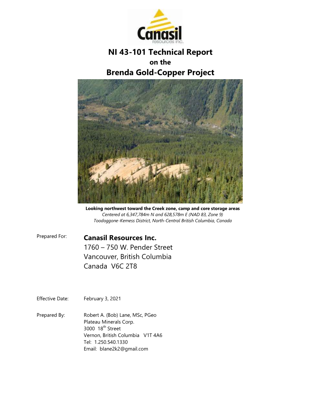 NI 43-101 Technical Report Brenda Gold-Copper Project