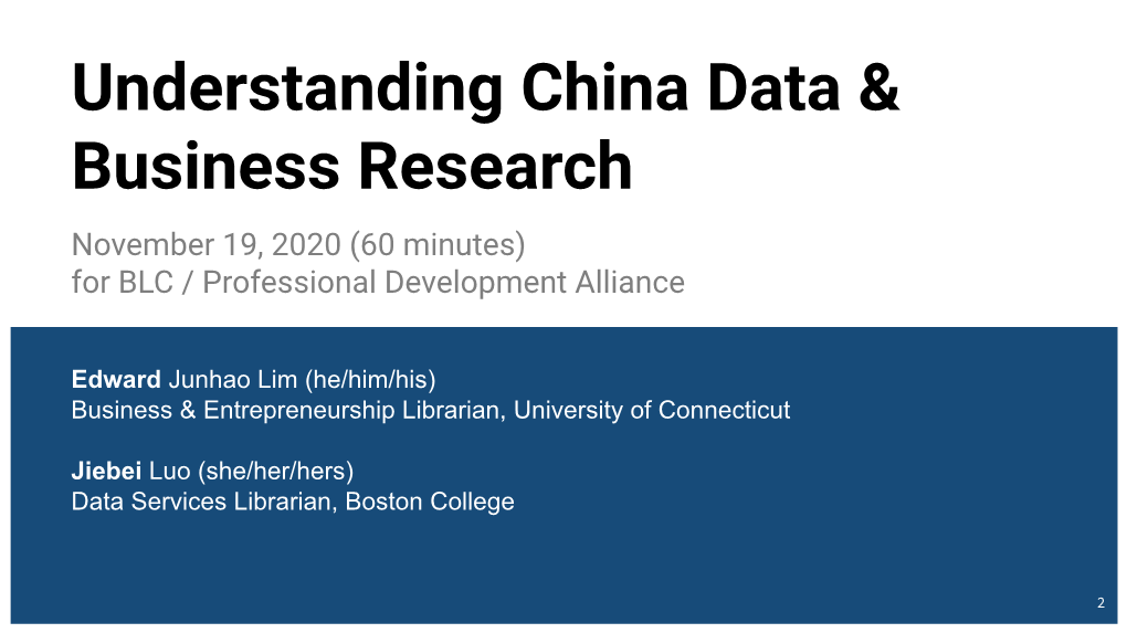 Understanding China Data & Business Research