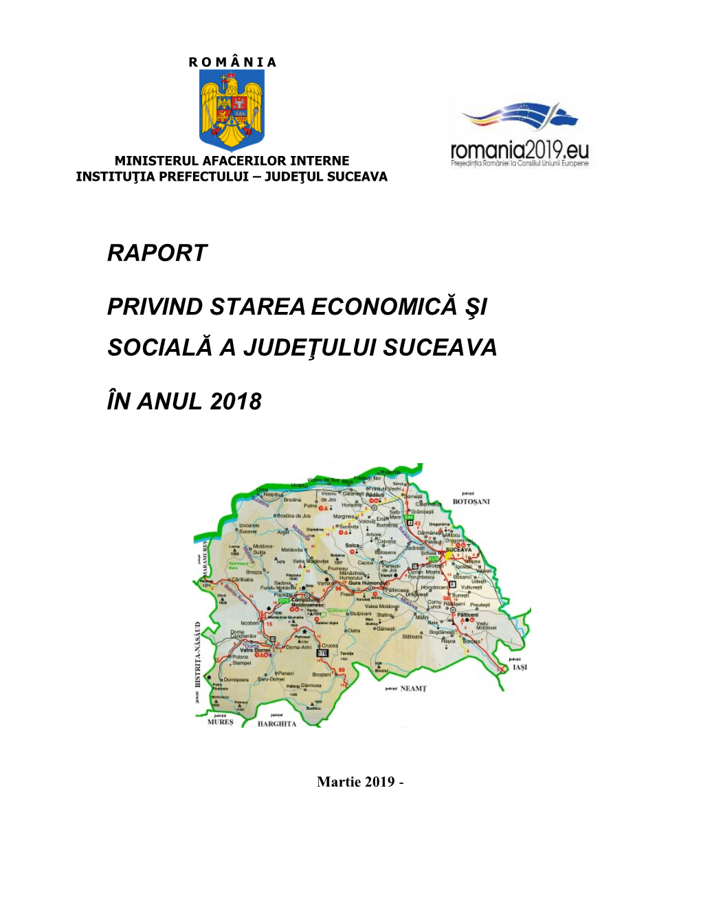 Raport Privind Stareaeconomică Şi Socială a Judeţului Suceava În Anul