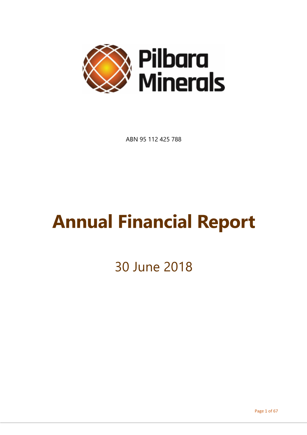 Financial Report for 30 June 2018