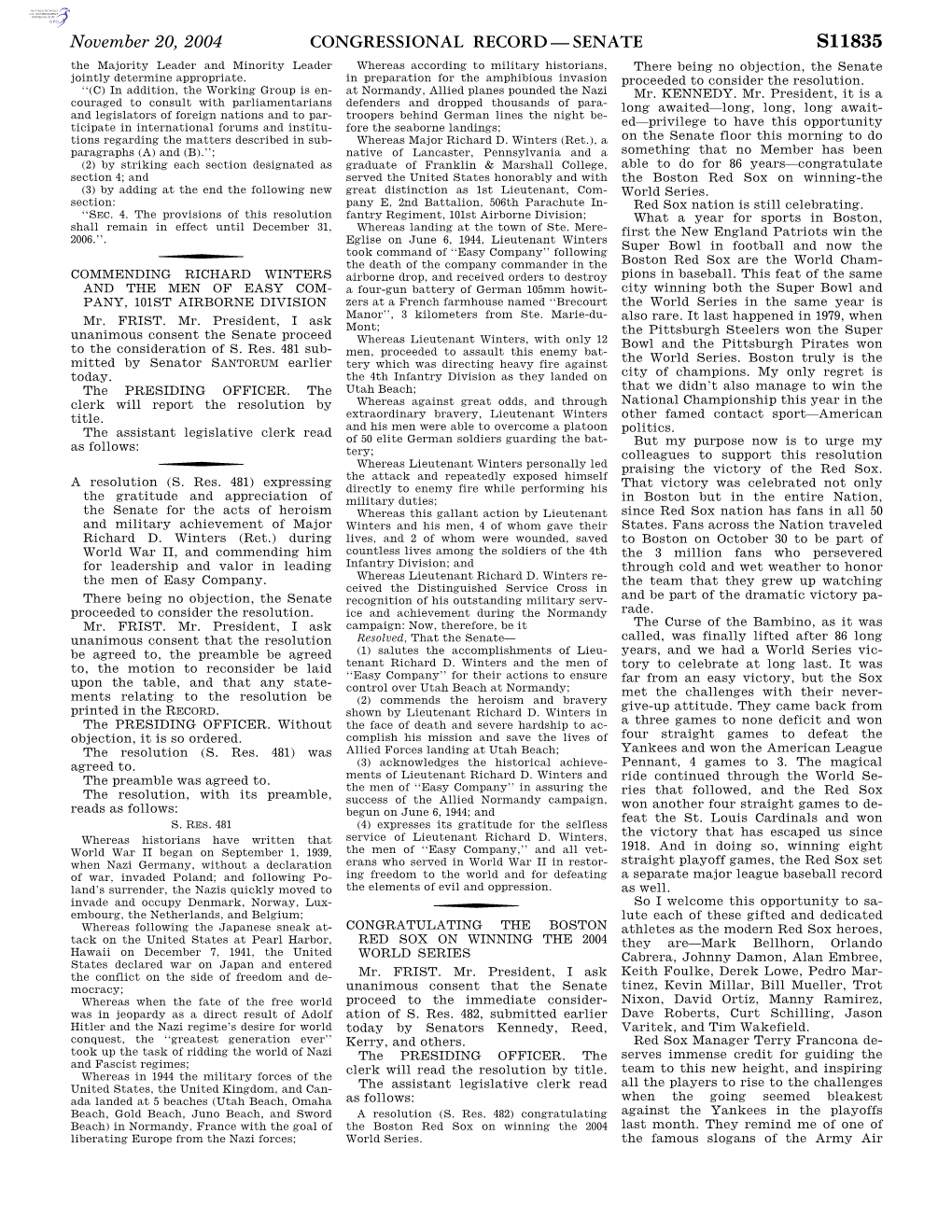 Congressional Record—Senate S11835