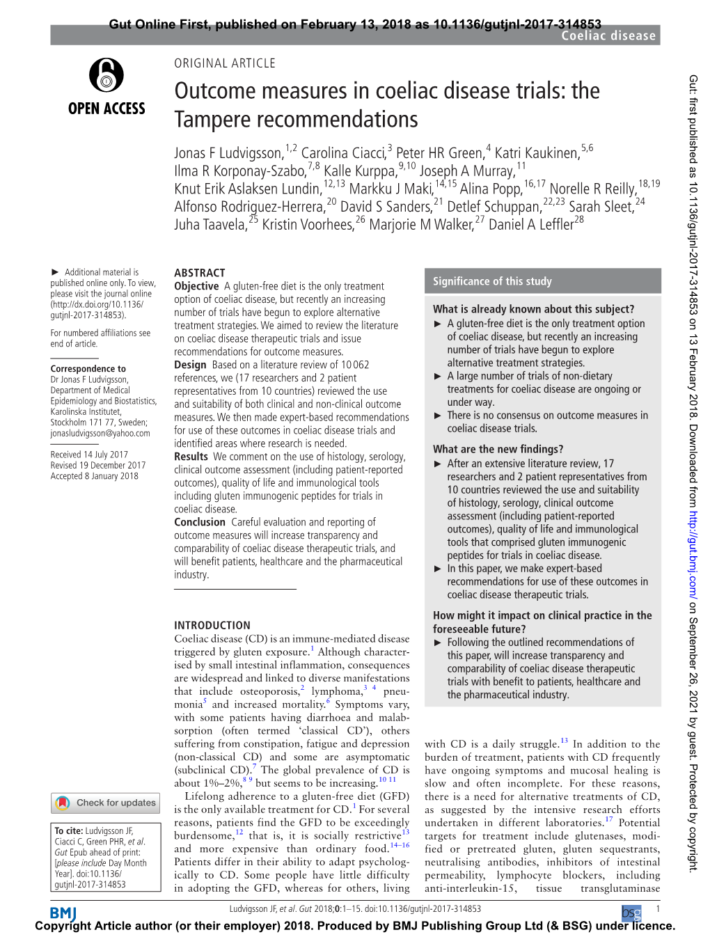 Outcome Measures in Coeliac Disease Trials