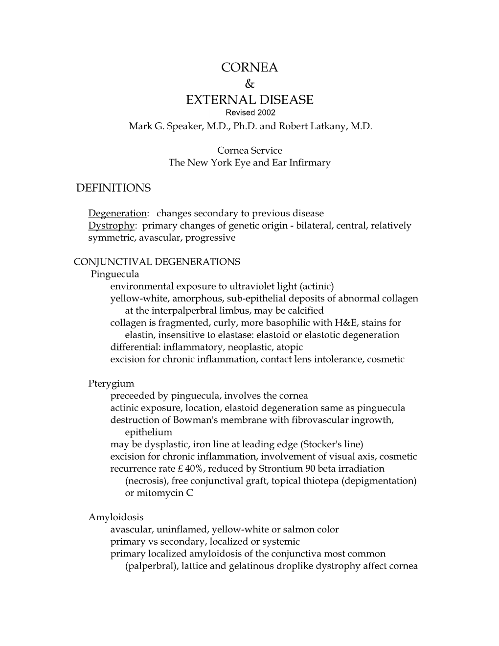 Cornea & External Disease