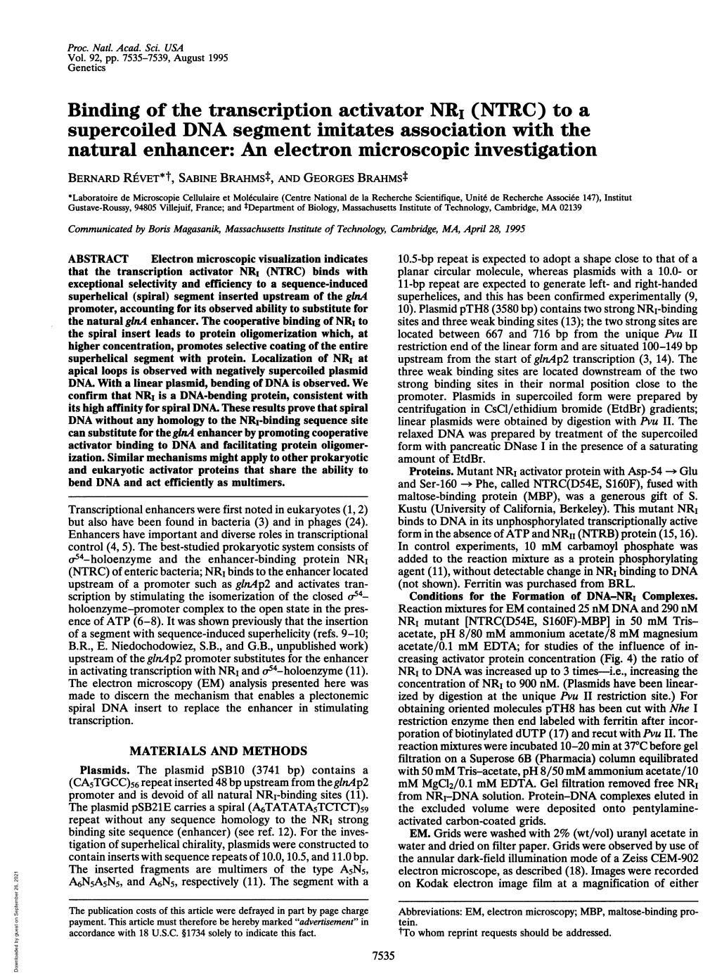 Binding of the Transcription Activator