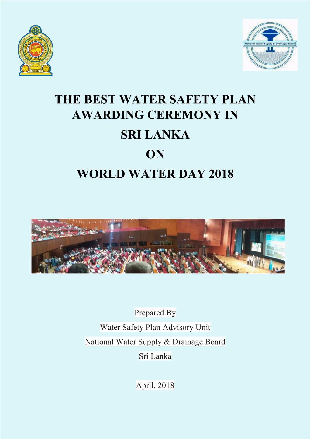 The Best Water Safety Plan Awarding Ceremony in Sri Lanka on World Water Day 2018