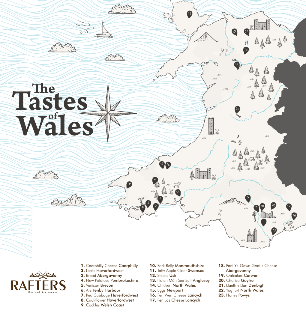 1. Caerphilly Cheese Caerphilly 2. Leeks Haverfordwest 3. Bread