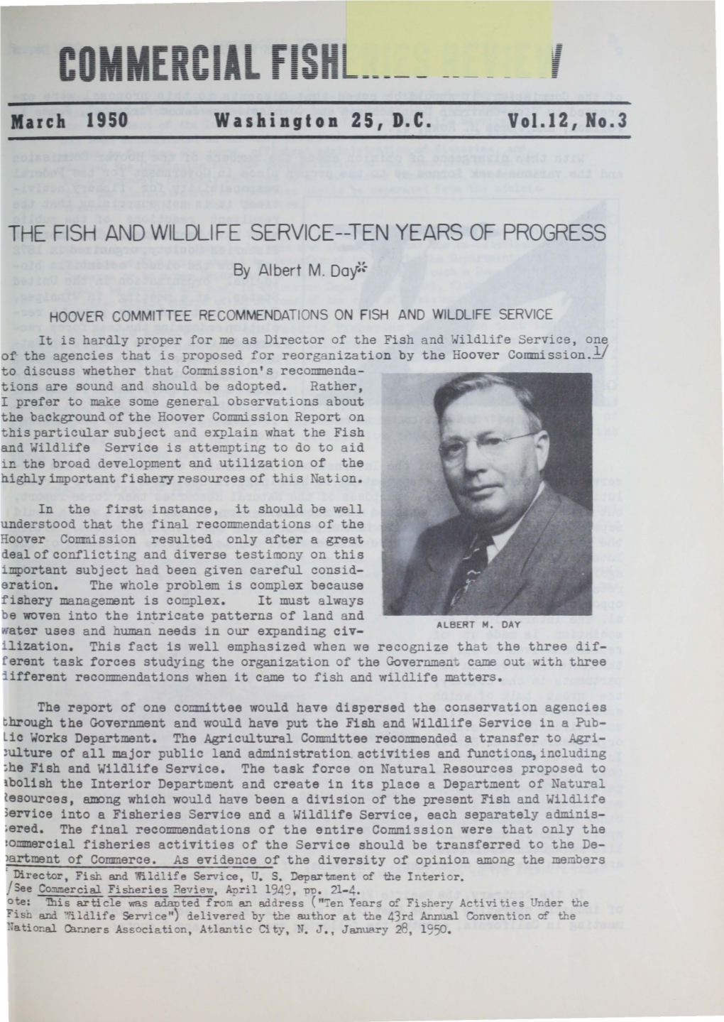 March 1950 Washington 25, DC the FISH and WILDLIFE SERVICE