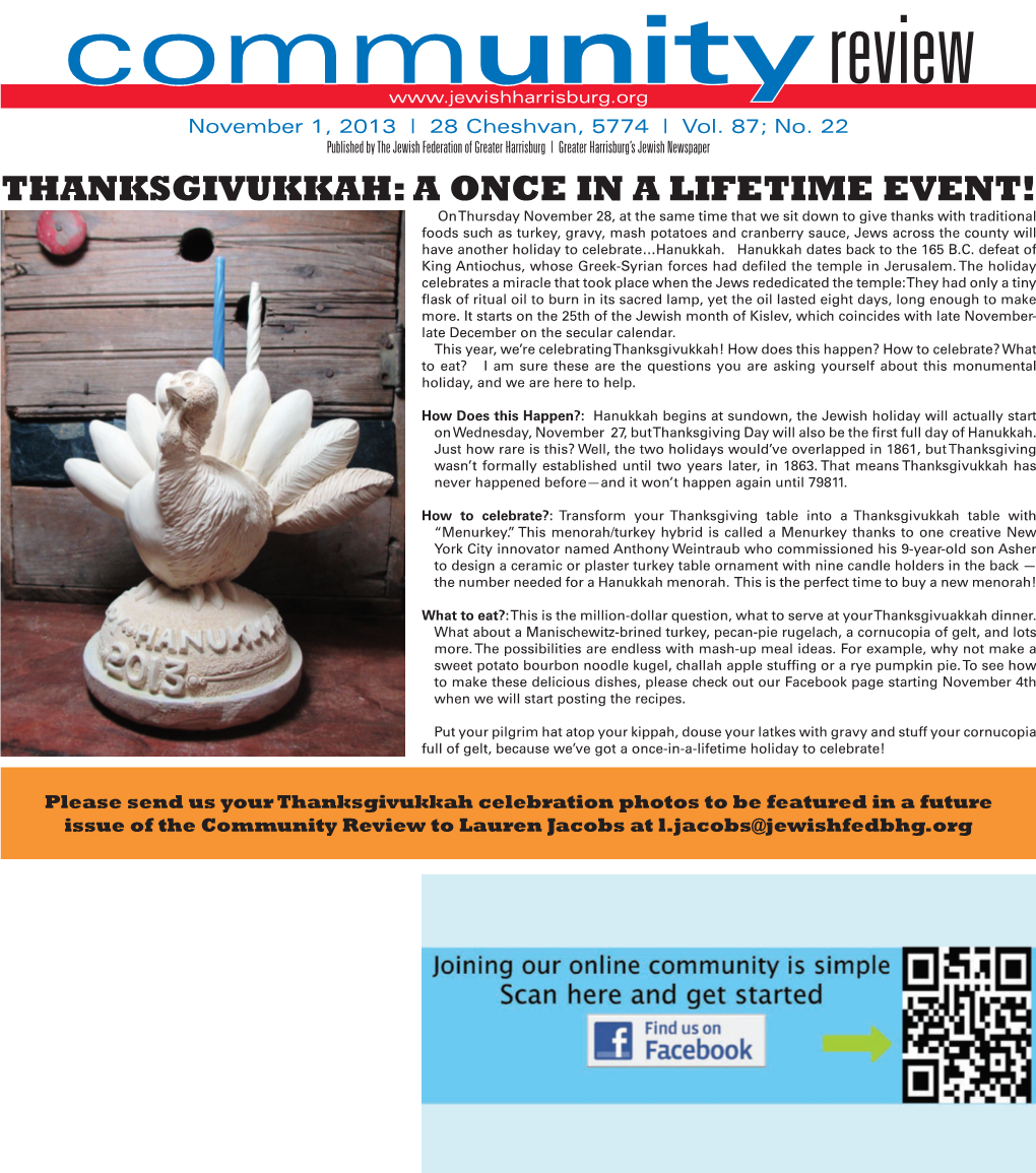 Thanksgivukkah: a Once in a Lifetime Event!