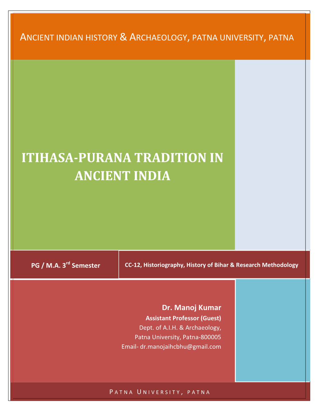 Itihasa-Purana Tradition in Ancient India