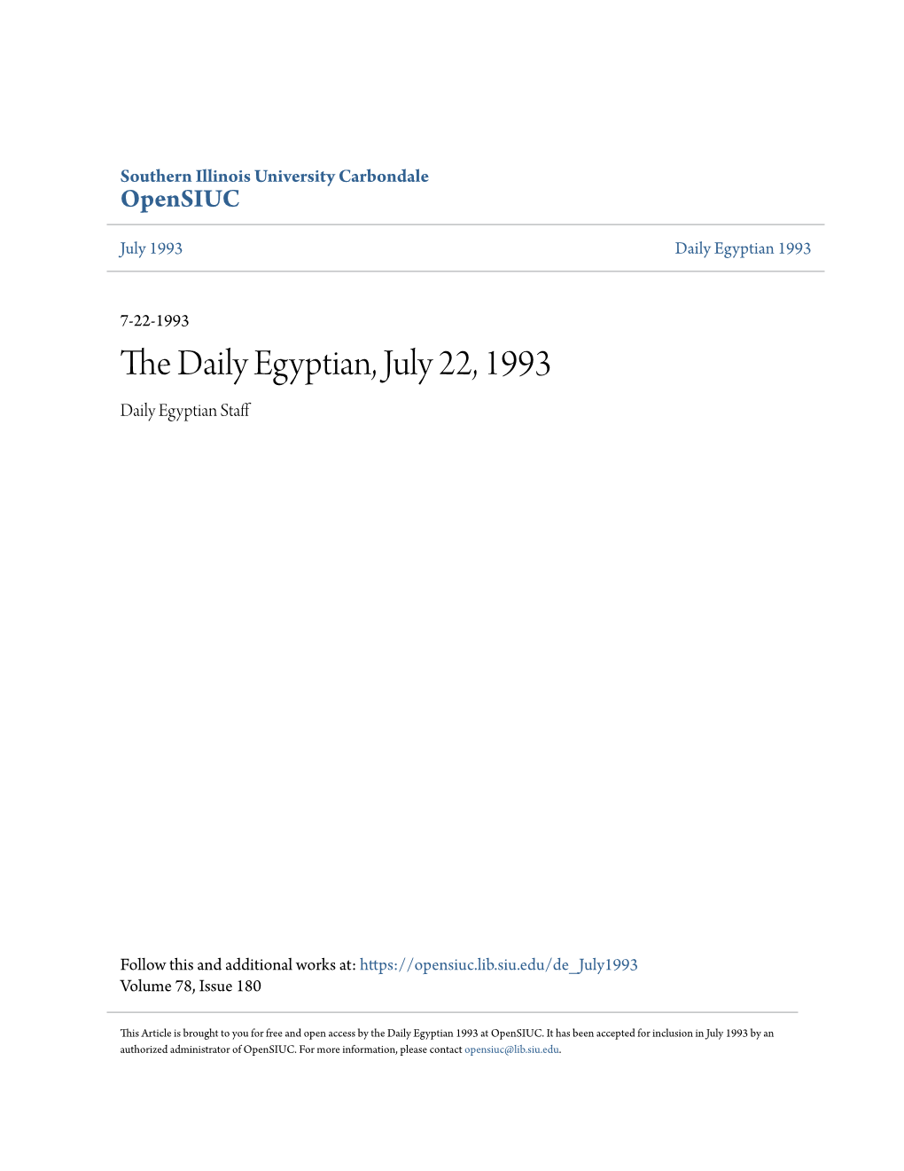 The Daily Egyptian, July 22, 1993