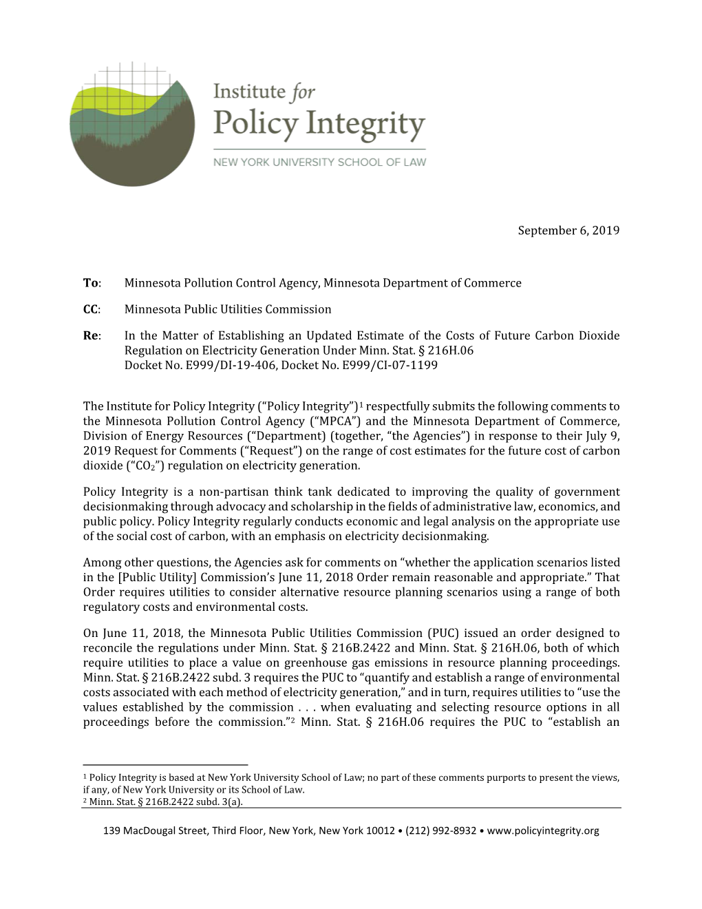 Minnesota PUC's Cost of Carbon Estimates