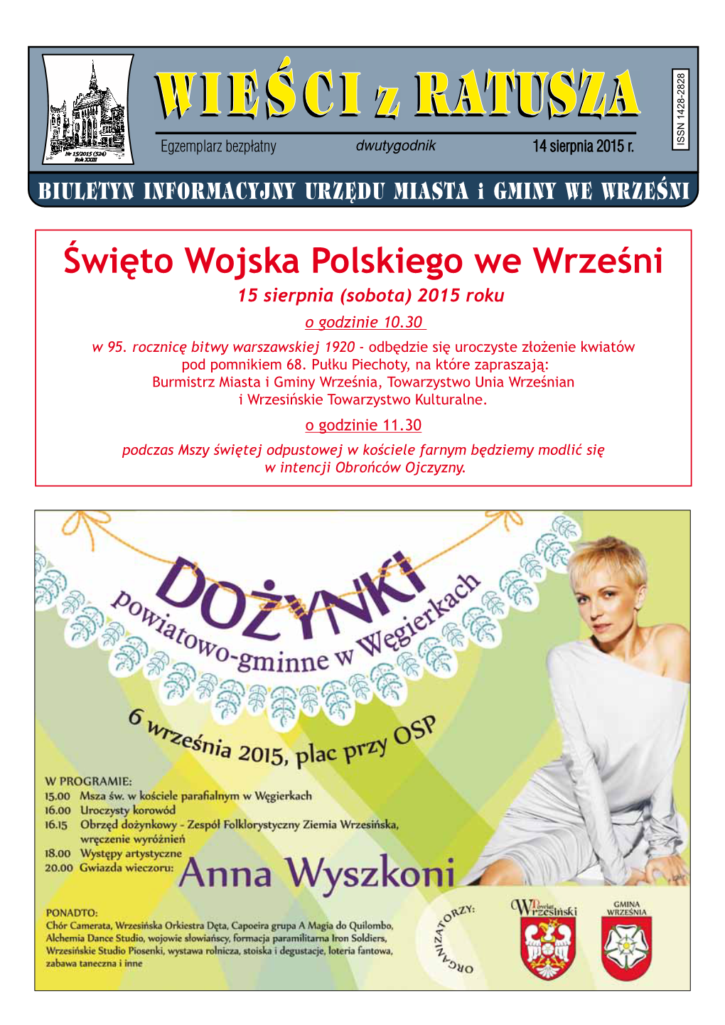 Święto Wojska Polskiego We Wrześni 15 Sierpnia (Sobota) 2015 Roku O Godzinie 10.30 W 95