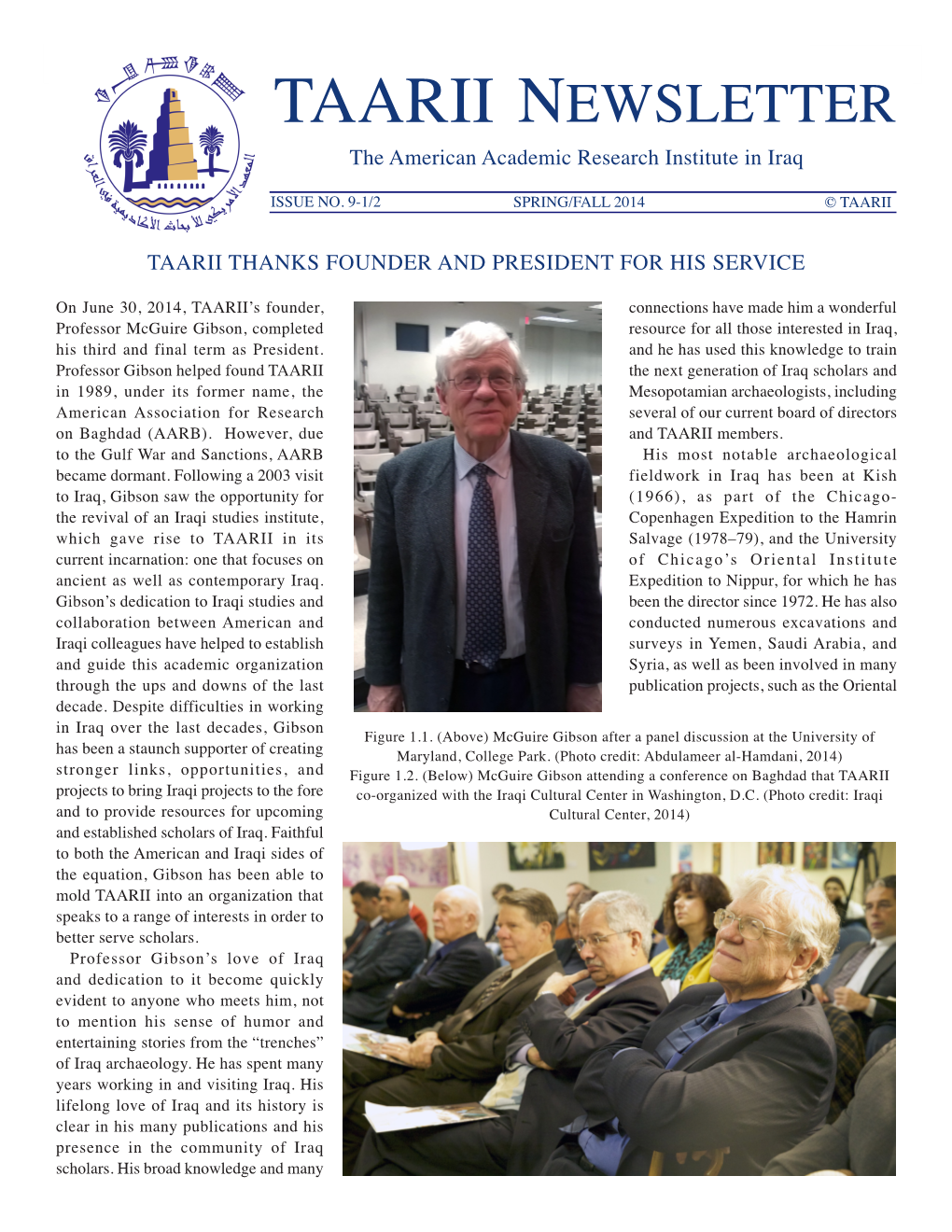 TAARII Newsletter the American Academic Research Institute in Iraq