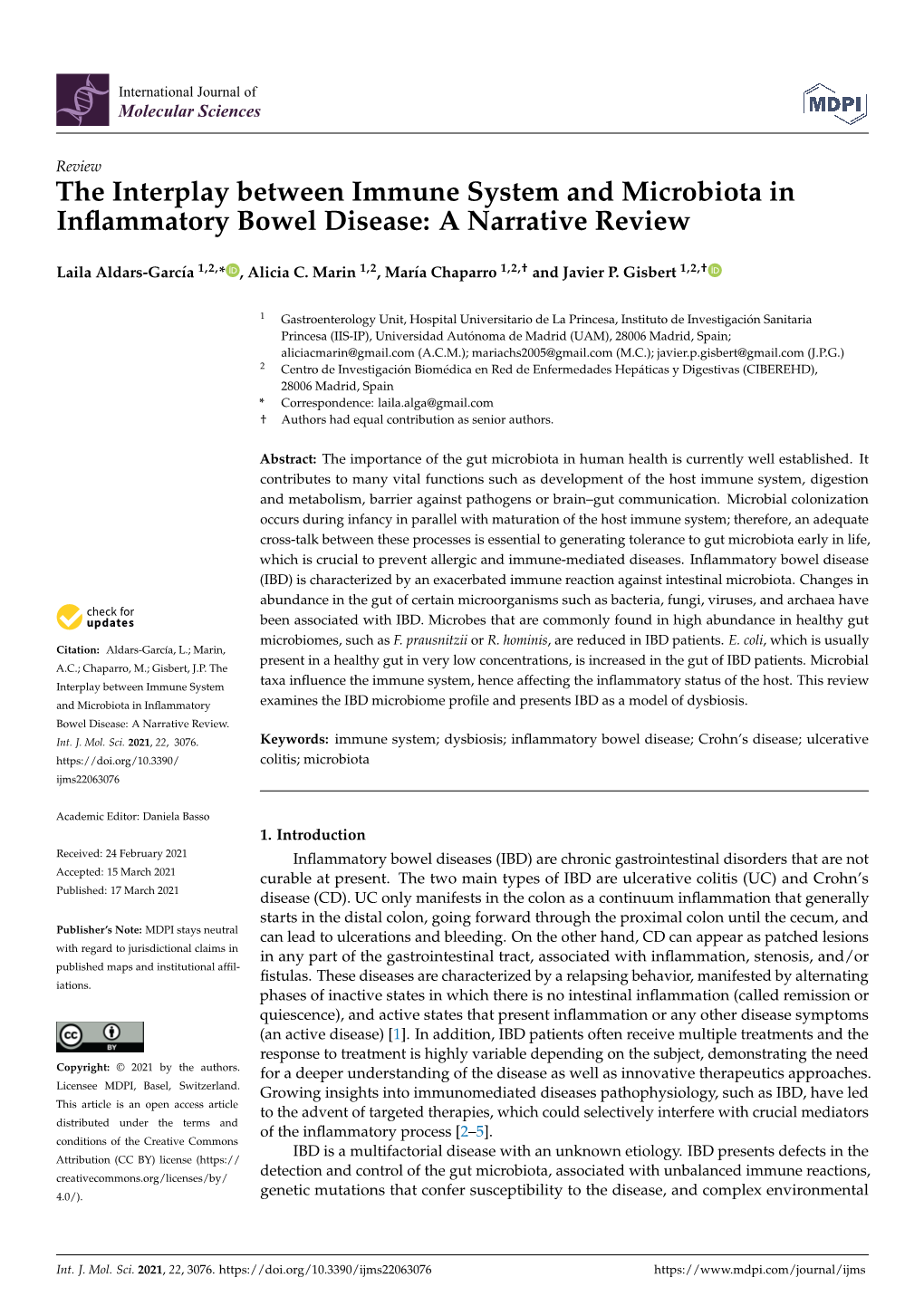 The Interplay Between Immune System and Microbiota in Inﬂammatory Bowel Disease: a Narrative Review