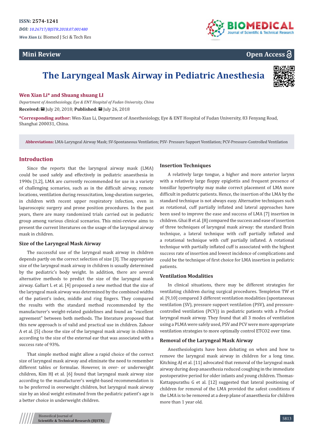 The Laryngeal Mask Airway in Pediatric Anesthesia