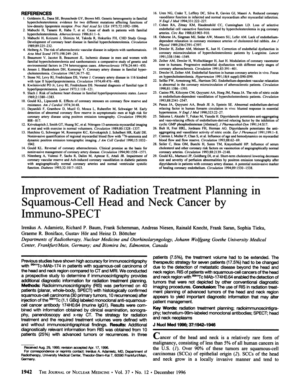 Improvement of Radiation Treatment Planning in Squamous-Cell Head and Neck Cancer by Immuno-SPECT