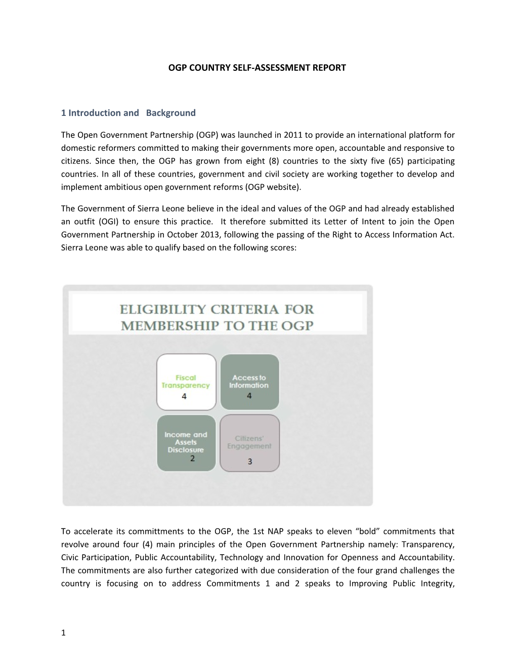 Ogp Country Self-Assessment Report