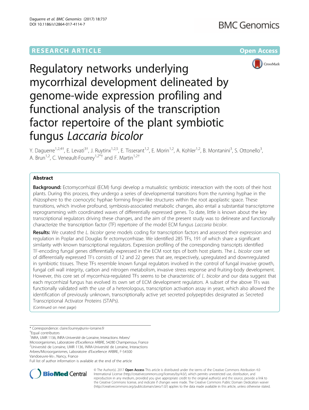 Regulatory Networks Underlying Mycorrhizal Development