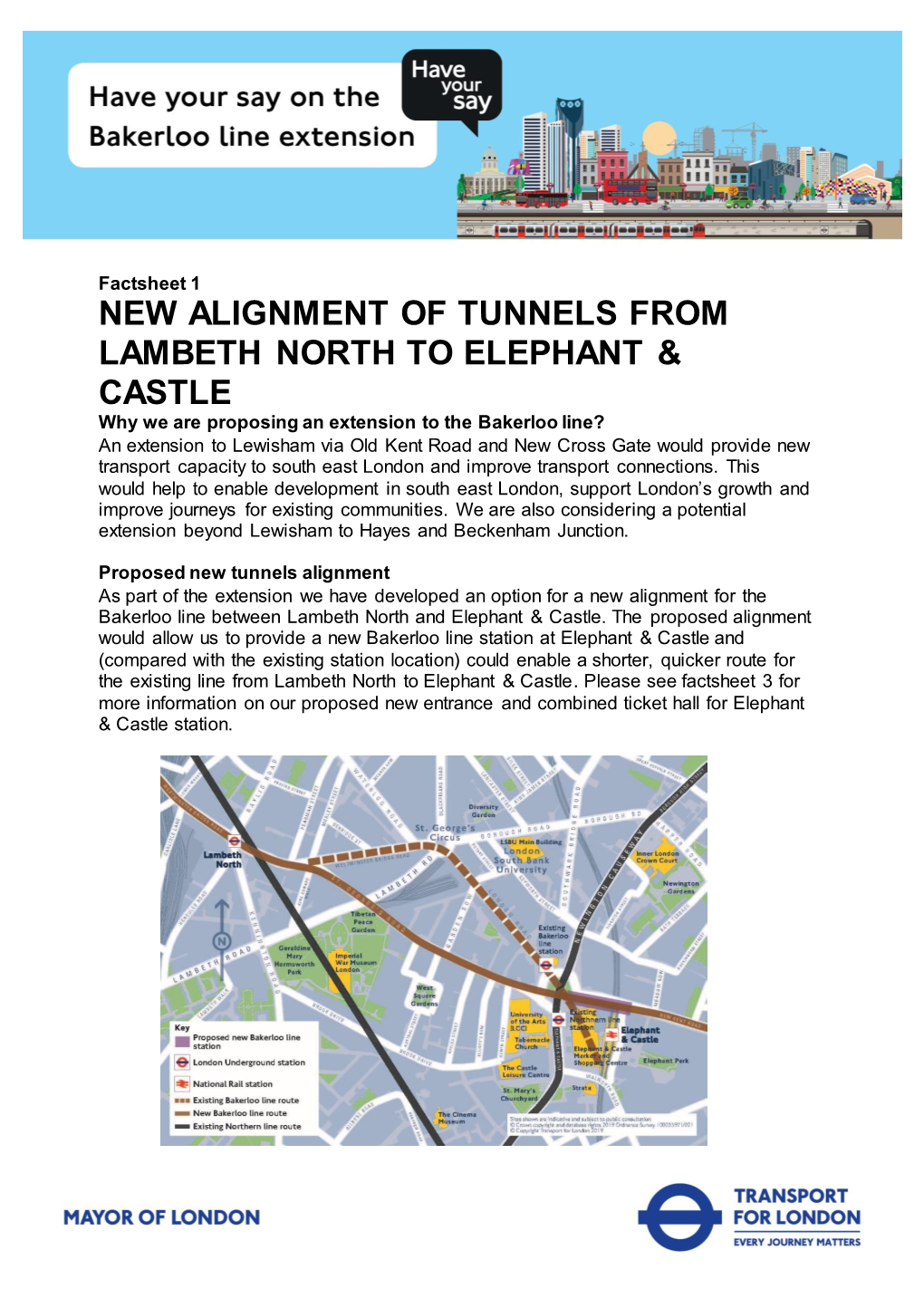 New Alignment of Tunnels from Lambeth North to Elephant & Castle