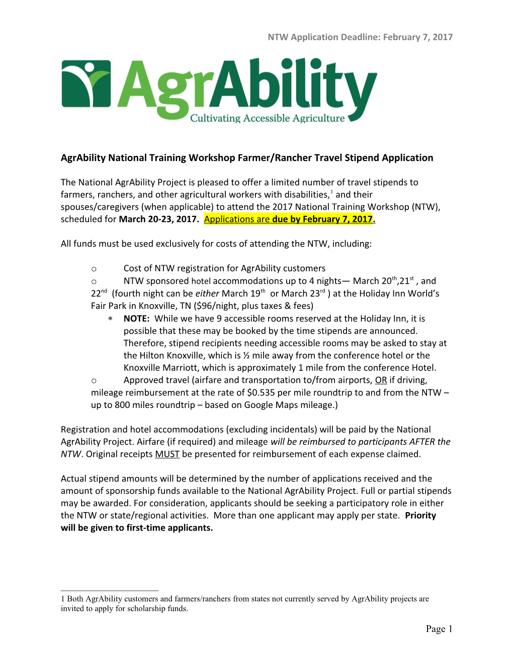 State Agrability Program & History