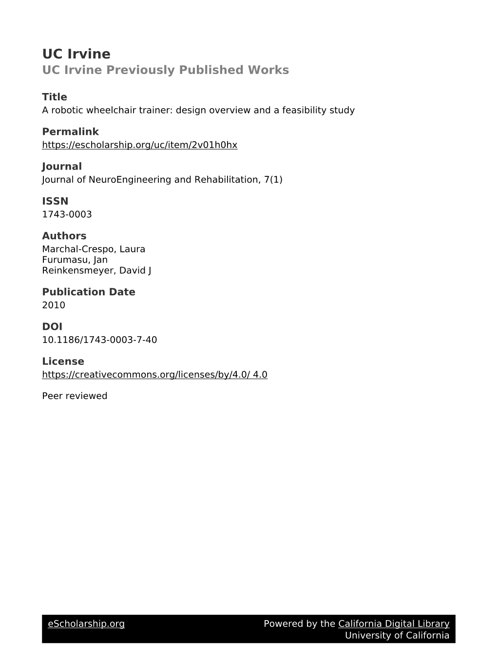 A Robotic Wheelchair Trainer: Design Overview and a Feasibility Study