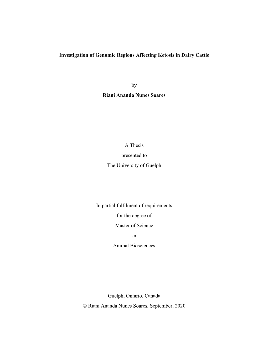 Investigation of Genomic Regions Affecting Ketosis in Dairy Cattle By