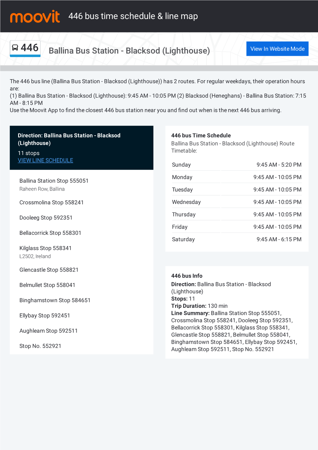 446 Bus Time Schedule & Line Route
