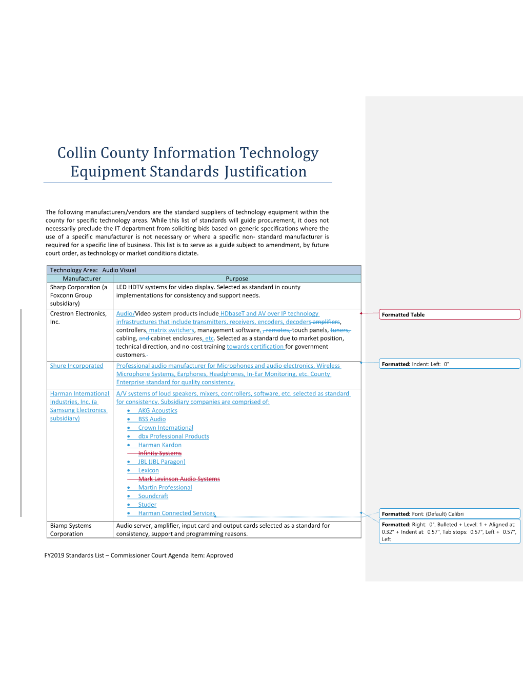 Collin County Information Technology Equipment Standards Justification