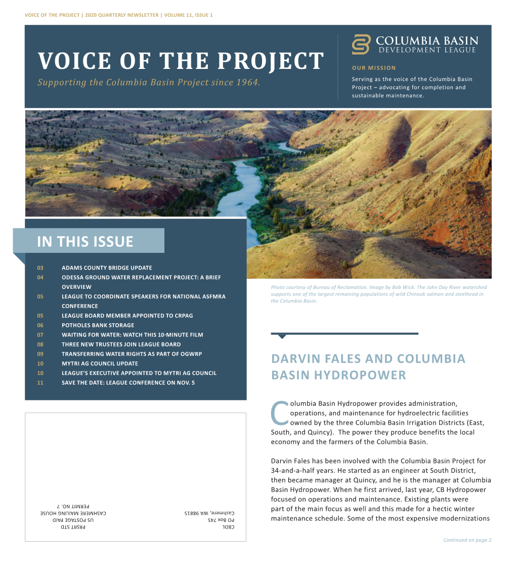 Voice of the Project | 2020 Quarterly Newsletter | Volume 11, Issue 1