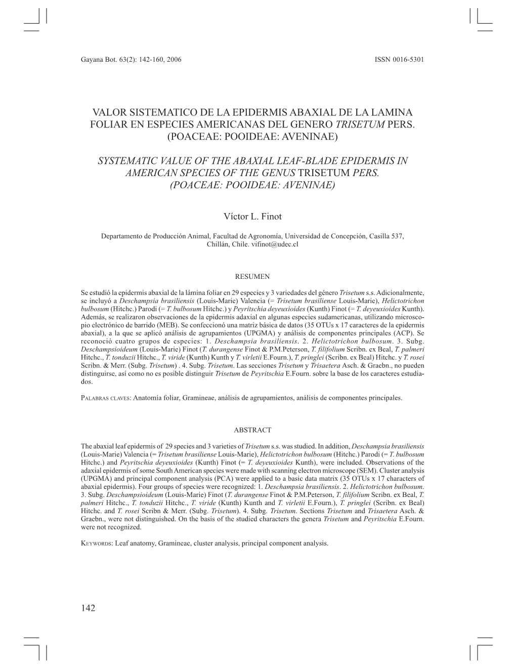 Valor Sistematico De La Epidermis Abaxial De La Lamina Foliar En Especies Americanas Del Genero Trisetum Pers