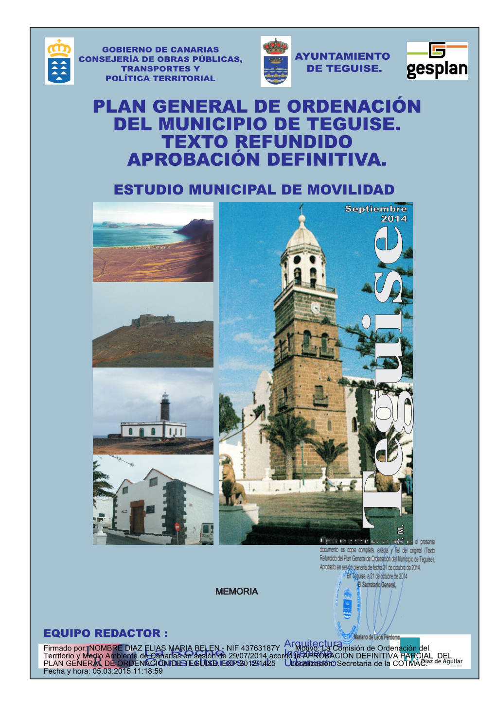 ESTUDIO MUNICIPAL DE MOVILIDAD Septiembre 2014 Eguise T