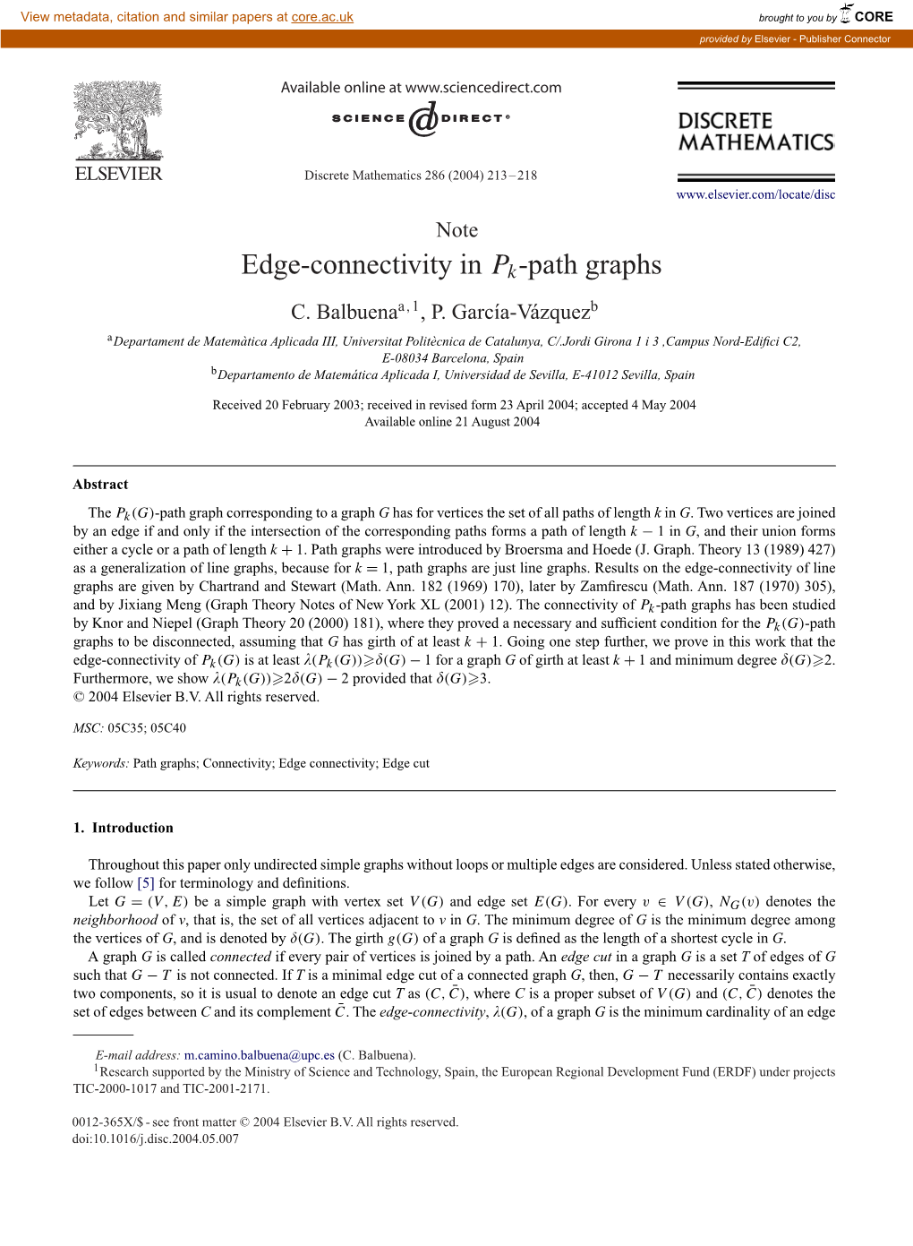 Edge-Connectivity in Pk -Path Graphs