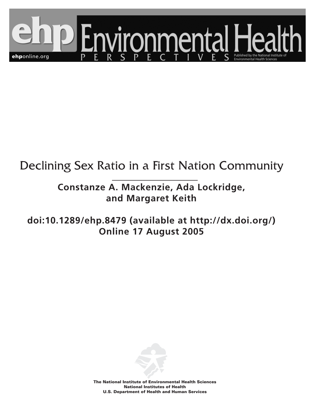 Declining Sex Ratio in a First Nation Community