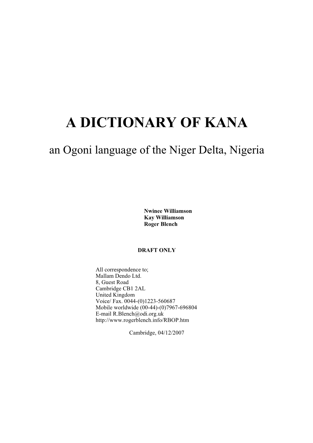 A Dictionary of Kana