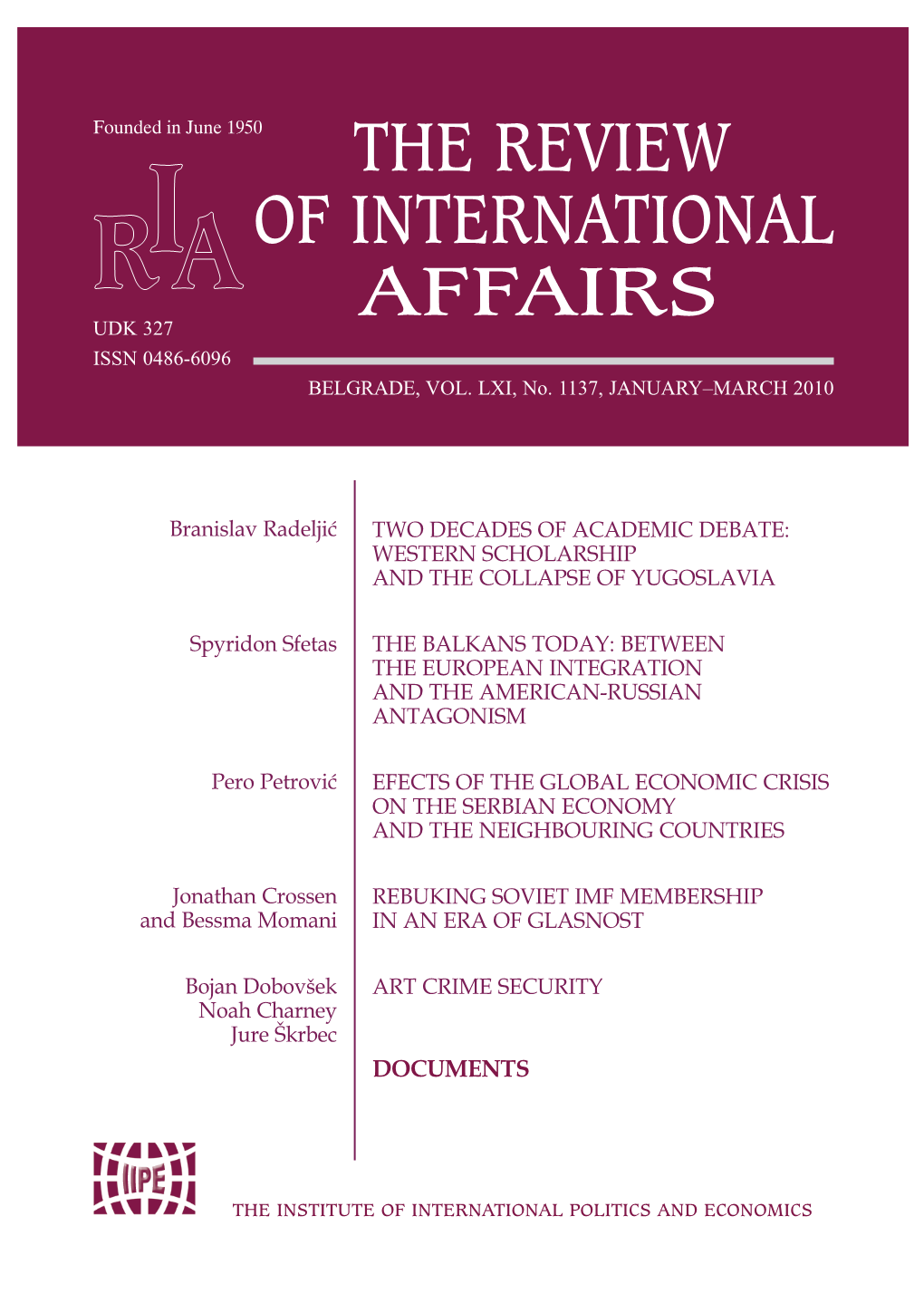 The Review of International Affairs